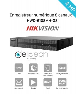 DVR / NVR HIK Vision enregistreur 8 voies 4MP HWD-6108MH-G3