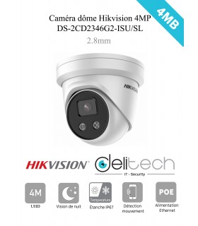 Caméra dôme Hikvision 4MP DS-2CD2346G2-ISU/SL IPC Strobe Light AcuSense Audio
