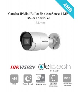 Caméra tube Hikvision 4MP 2.8mm AcuSense Audio IPC 2CD2046G2