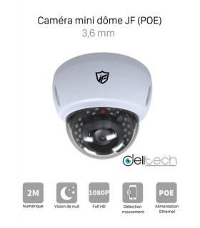 CAMÉRA VIDÉOSURVEILLANCE JF TECH MINI DOME 1080P 2MP IP 3,6mm black light  IPC-BM8520PX-IR2-P