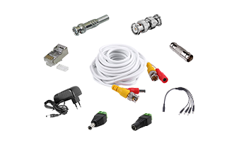 Accessoires vidéosurveillance, adaptateur, connecteur, DC, RJ45, BNC.