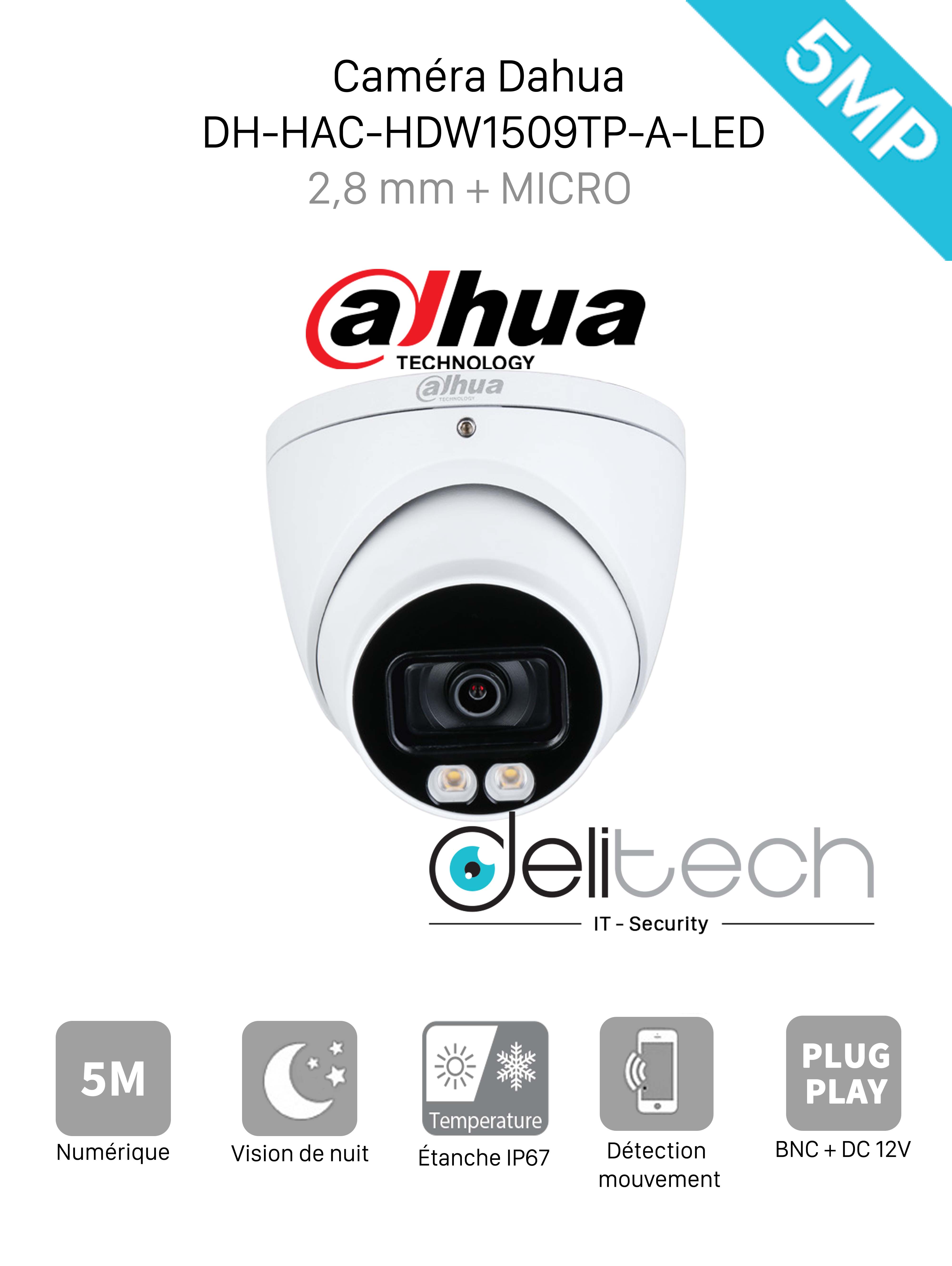 Caméra DAHUA DH-HAC-HDW1509TP-A-LED